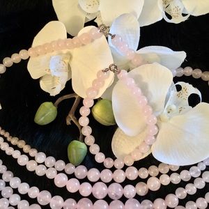 Genuine Rose Quartz necklace and bracelet set